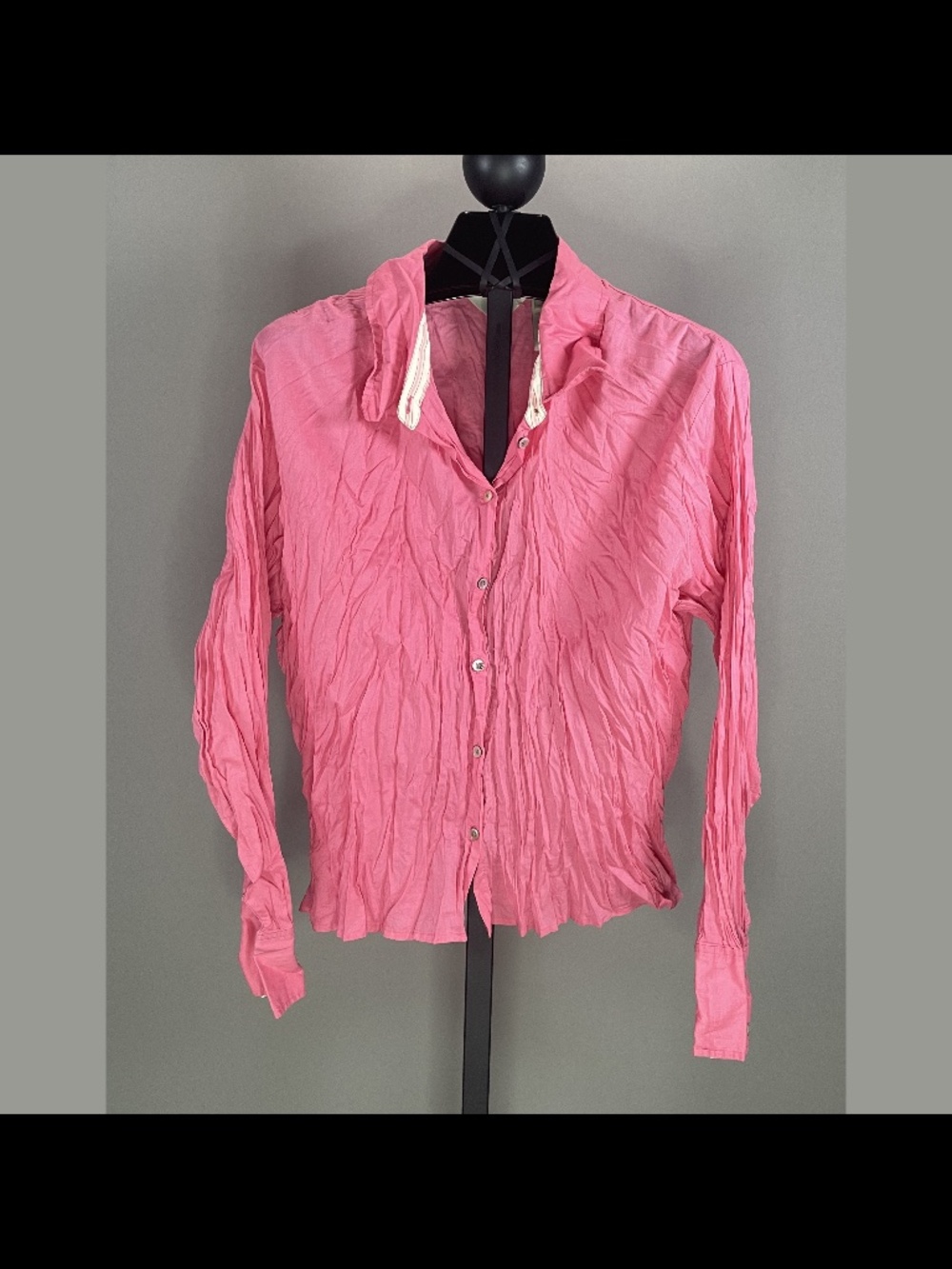 NEW J Jill Shirt Womens Medium petite pink button up vintage crinkle preppy
